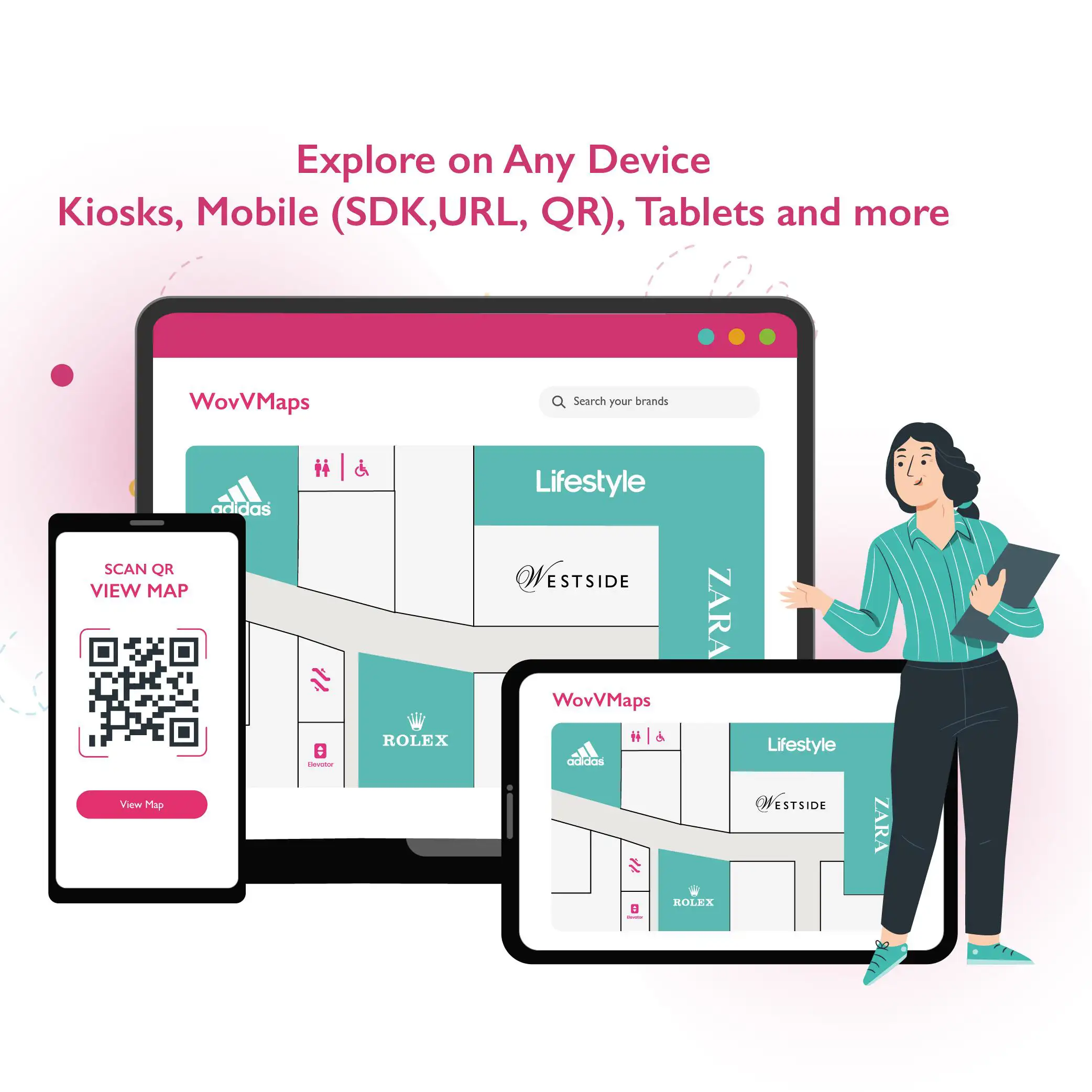 Indoor navigation app with kiosk